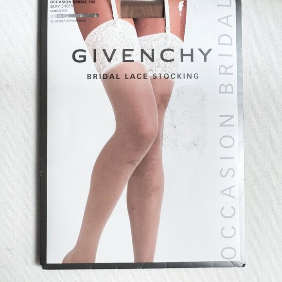 Givenchy Bridal Lace Stockings Silky Sheer Sandal Toe NUDE OS - Picture 4 of 5